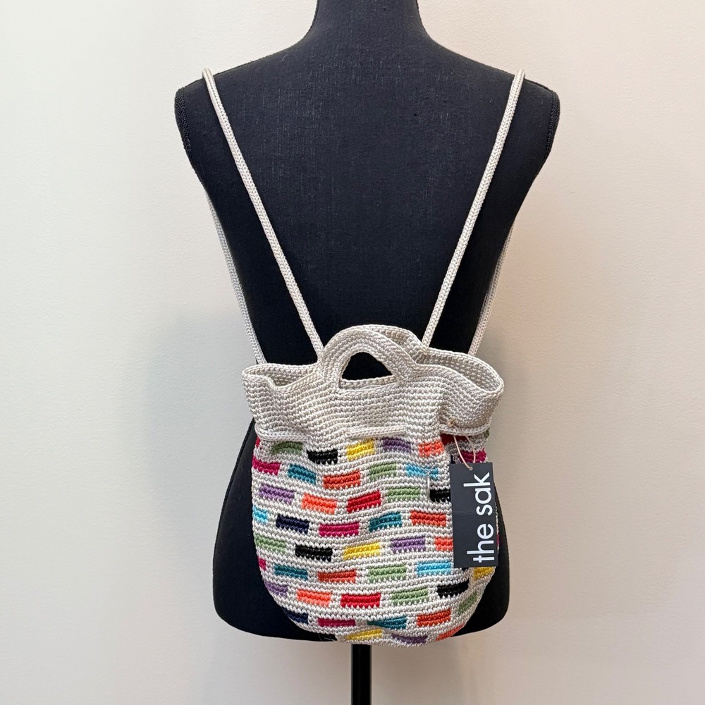 NEW The Sak Dylan Small‎ Backpack Prisma Tile Crochet Multi Color Recycled Boho